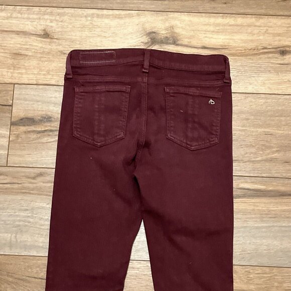 Rag & Bone Skinny Ankle Jeans SZ 27 Maroon Red Stretch Denim Mid Rise - Picture 8 of 12
